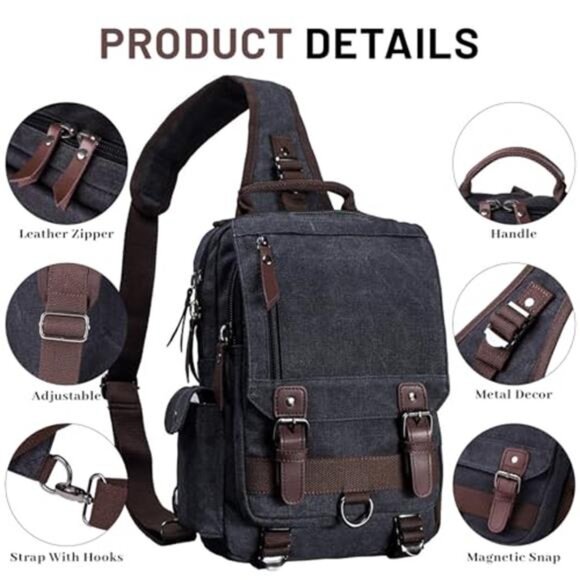 Canvas Crossbody Messenger Bag Sling Backpack Travel Shoulder Bag Tablet Bag main image 4